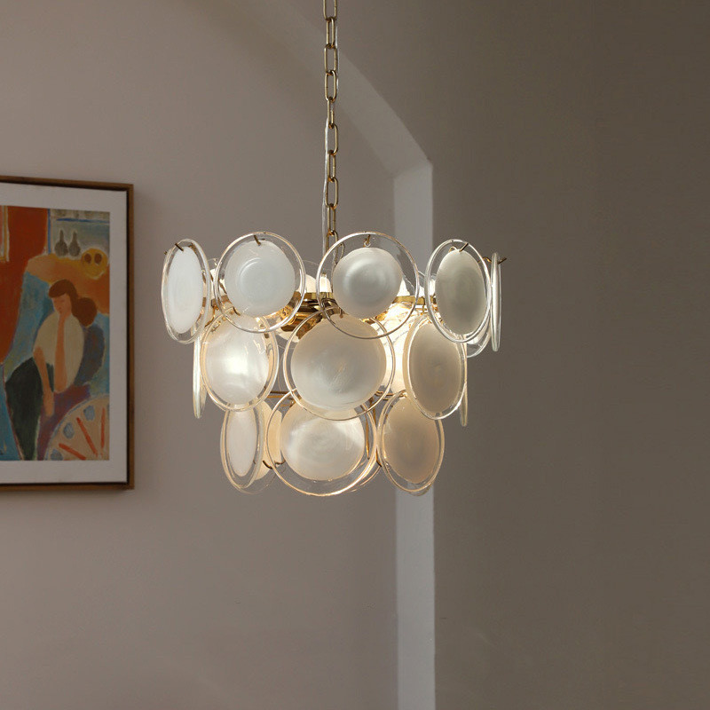 热销美式法式中古现代白色玻璃客厅吊灯北欧现代复古简约卧室酒店