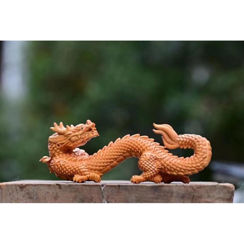 家居装饰品小叶黄杨木雕刻生肖龙祥龙龙年雕刻摆件木制工艺品正宗