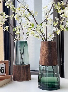 雪柳花瓶玻璃透明高款插花长枝雪柳专用干枝干支雪柳鲜枝插雪柳瓶