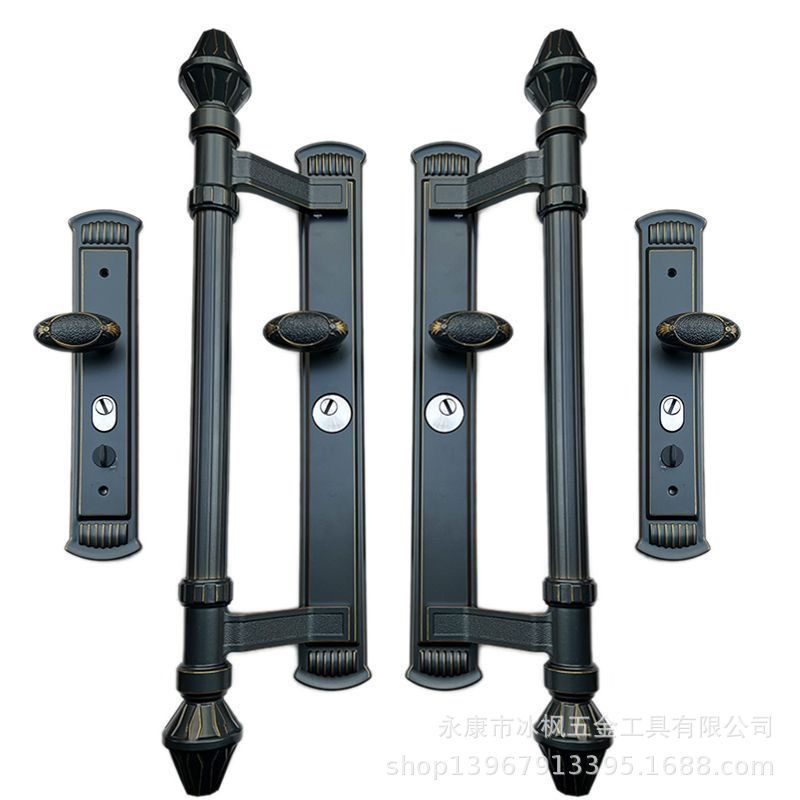梅兰竹菊豪华入户大门拉手红古铜灰色双开门把手别墅防盗门锁加厚