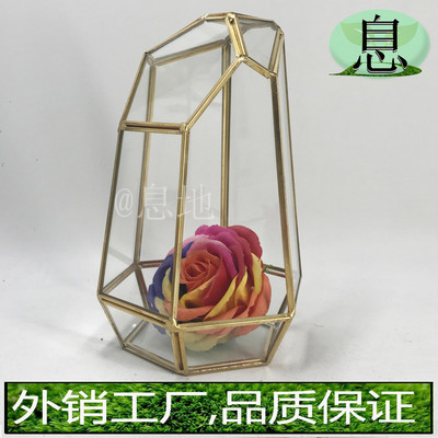 促销18035d包邮!工厂直销金色几何铜微景观多肉植物玻璃花房