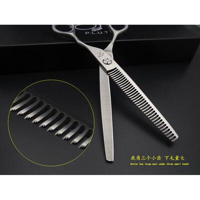 plut专业6.5寸36齿鹿角弯宠物齿牙剪狗狗美容打薄工具批发