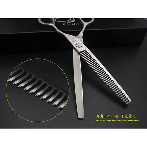 plut专业6.5寸36齿鹿角弯宠物齿牙剪狗狗美容打薄工具批发