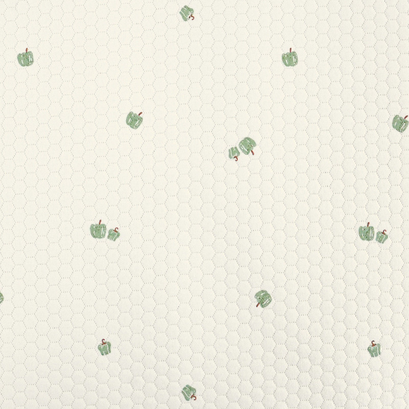 两面全棉蜂巢提花空气层原布料印花三层夹棉面料夹丝棉保暖白