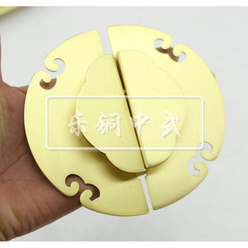 新中式荷叶圆形铜拉手仿古衣柜拉手明清家具铜配件黄铜大门把手