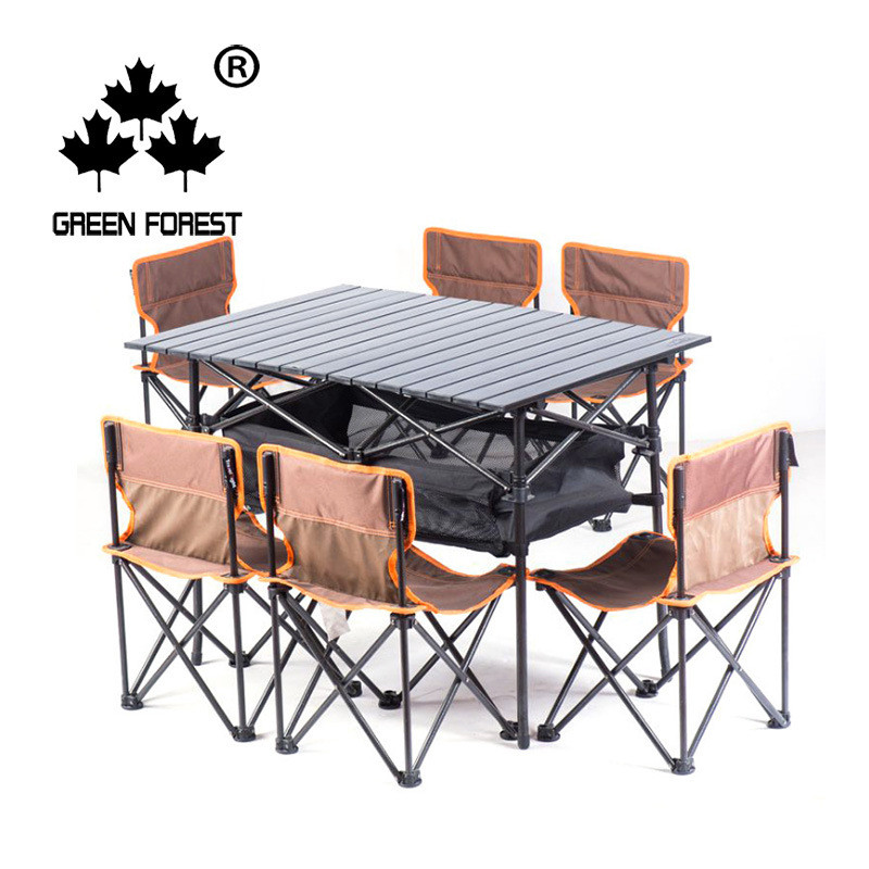 户外折叠野营桌椅套装便携野餐桌椅组合铝制桌子休闲旅游桌椅