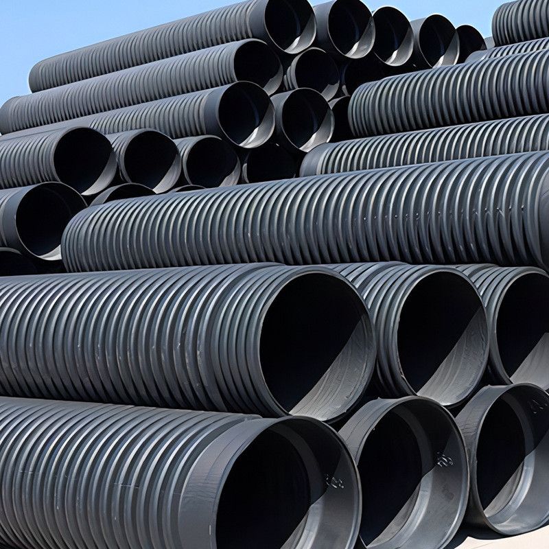 内肋增强聚乙烯螺旋波纹管pe内肋缠绕管双胶圈承插市政道路排污管