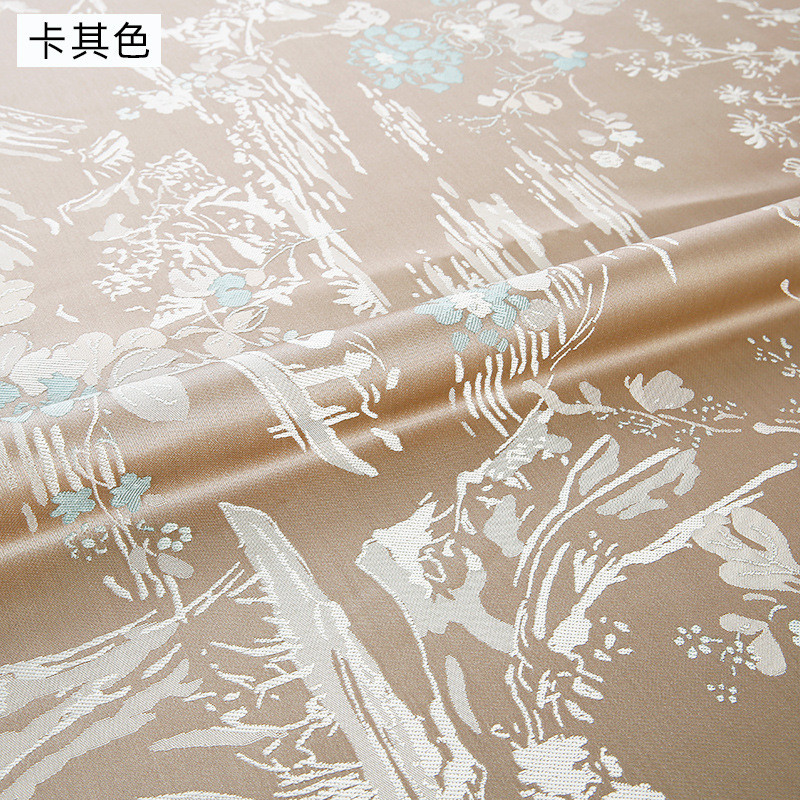 批发遮光窗帘价款新中式沙发抱枕坐垫高花鸟提花布客厅低布料