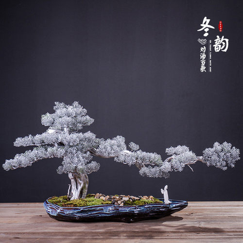 新中式陶瓷山水禅意摆件创意客厅枯假山微景观家居酒店玄关柜盆栽