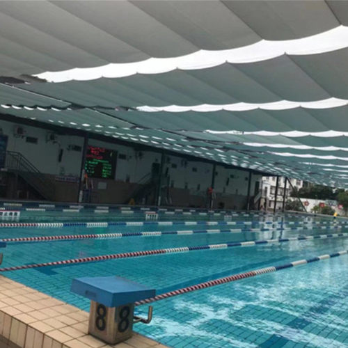 幼儿园户外遮阳篷天棚帘fcs厂家大型防雨棚固定天棚帘操场遮阳帘