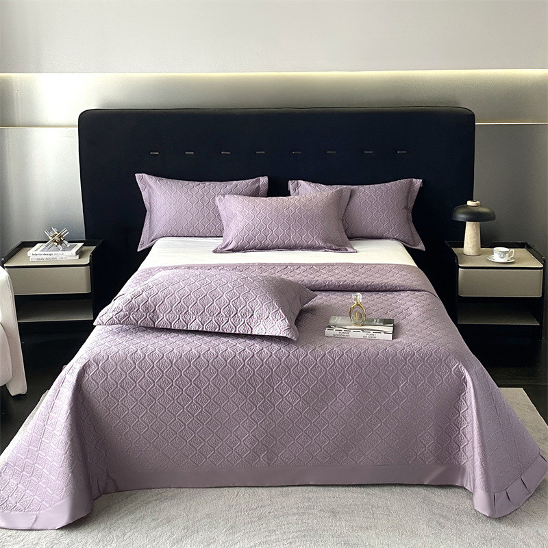 2024新款100支长绒棉夹三件套床单绗缝床盖棉四季通用床單