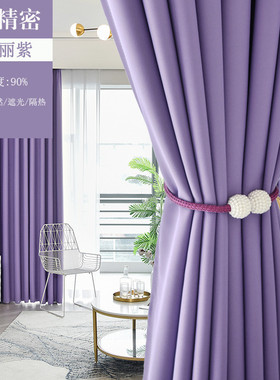 36n高密度遮光紫色窗帘2024新款流行卧室现代简约客厅隔热加厚
