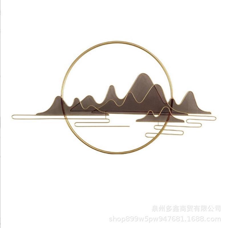 新中式装饰挂件创意客厅墙面铁艺壁挂山影画壁饰墙壁立体金属墙饰