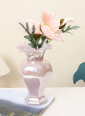 新款琉璃石榴花瓶网红ins风装饰摆件轻奢高颜值客厅水培水养欧式