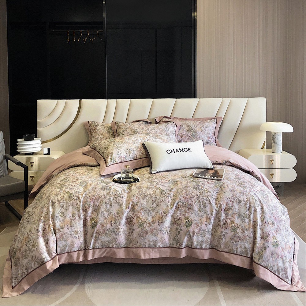 秋冬保暖100支双拼贡缎棉磨毛四件套澳数码印花法式复古全棉床品