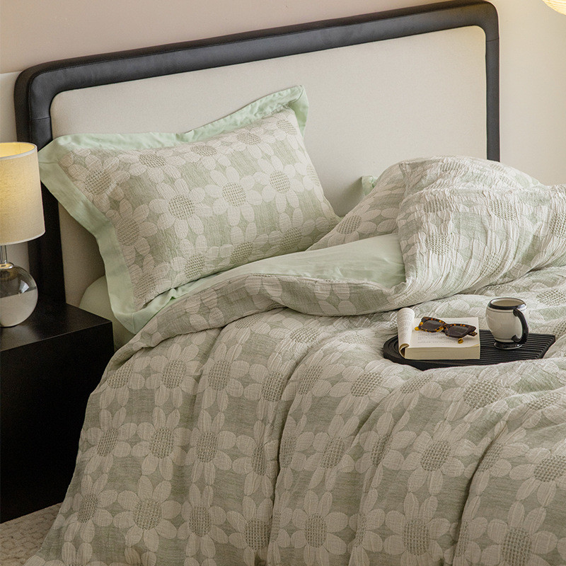 复古空气层系列全棉水洗棉四件套款笠床上用品床单人被套三件套