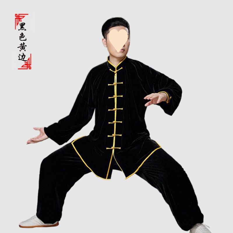 太极服金丝绒秋冬批发太武术服套装中老年晨练表演广场练功