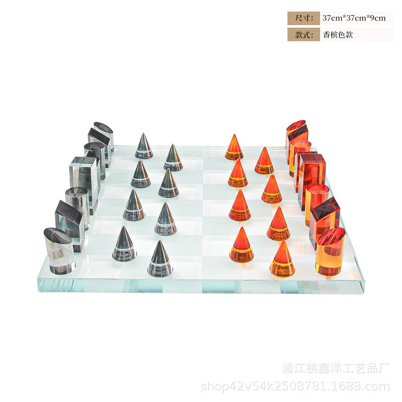 轻奢高档工艺品棋盘摆件样板房售楼部客厅民宿酒店别墅前台水晶