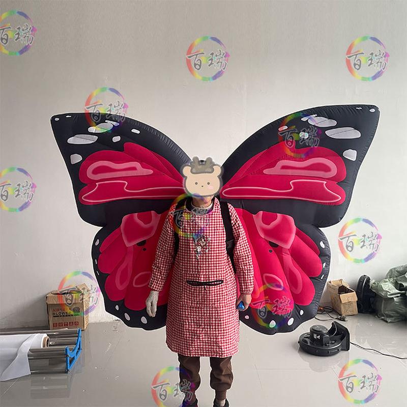 昆虫充气蝴蝶翅膀气模仿真人背蝴蝶商场酒吧悬挂互动巡游气氛装饰