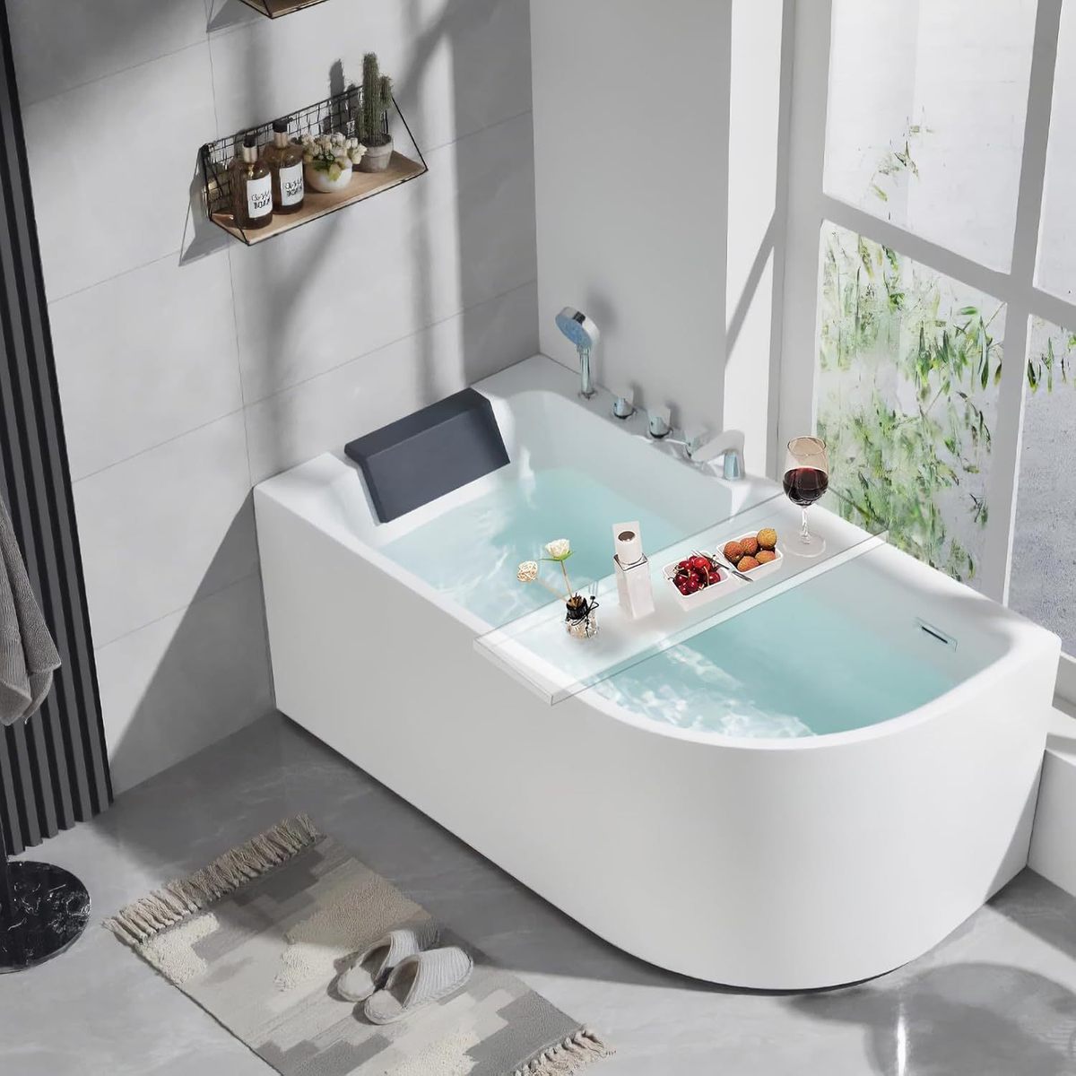 热销亚克力置物架浴室spa浴缸架泡澡拖防水隔板简约轻奢收纳手机