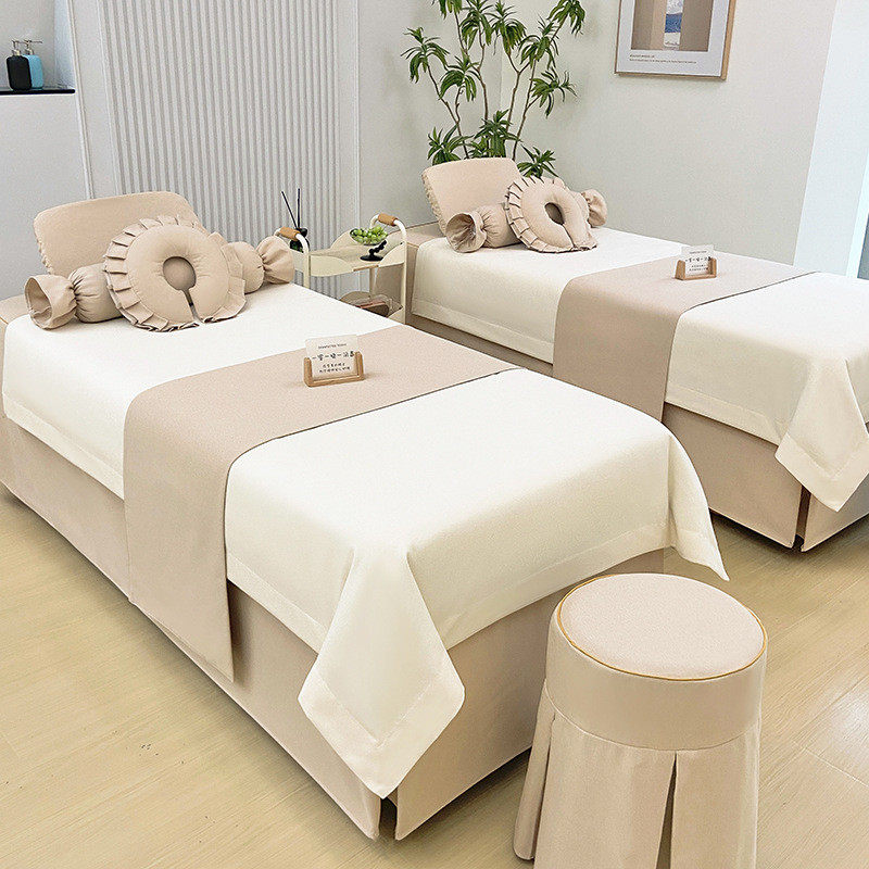 美容床罩四件套轻奢高级感按摩理疗美容院采耳头疗床单批发定z做