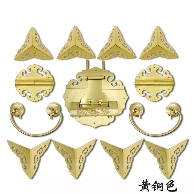 包邮樟木箱铜配件仿古箱扣套件铜箱牌中式木箱件搭扣铜套子锁