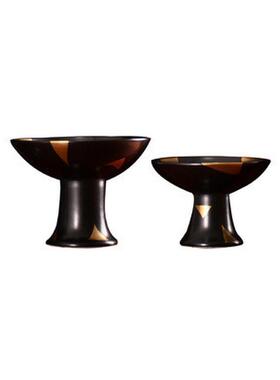 新中式后现代软装红色陶瓷果盘样板房售楼处洽谈室酒柜客厅摆件