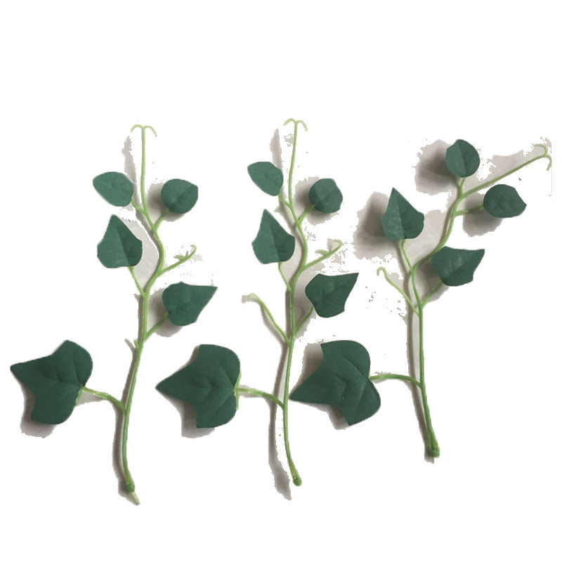 5叉蕃茨仿真花绢布叶绿色植物叶藤爬山虎墙面假花装饰丝网叶批发