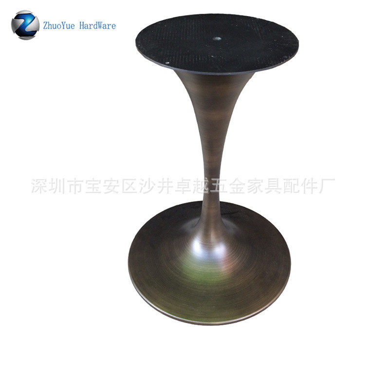 大理石黑色金属喇叭脚底盘郁金香餐桌脚轻奢家具喇叭小蛮腰