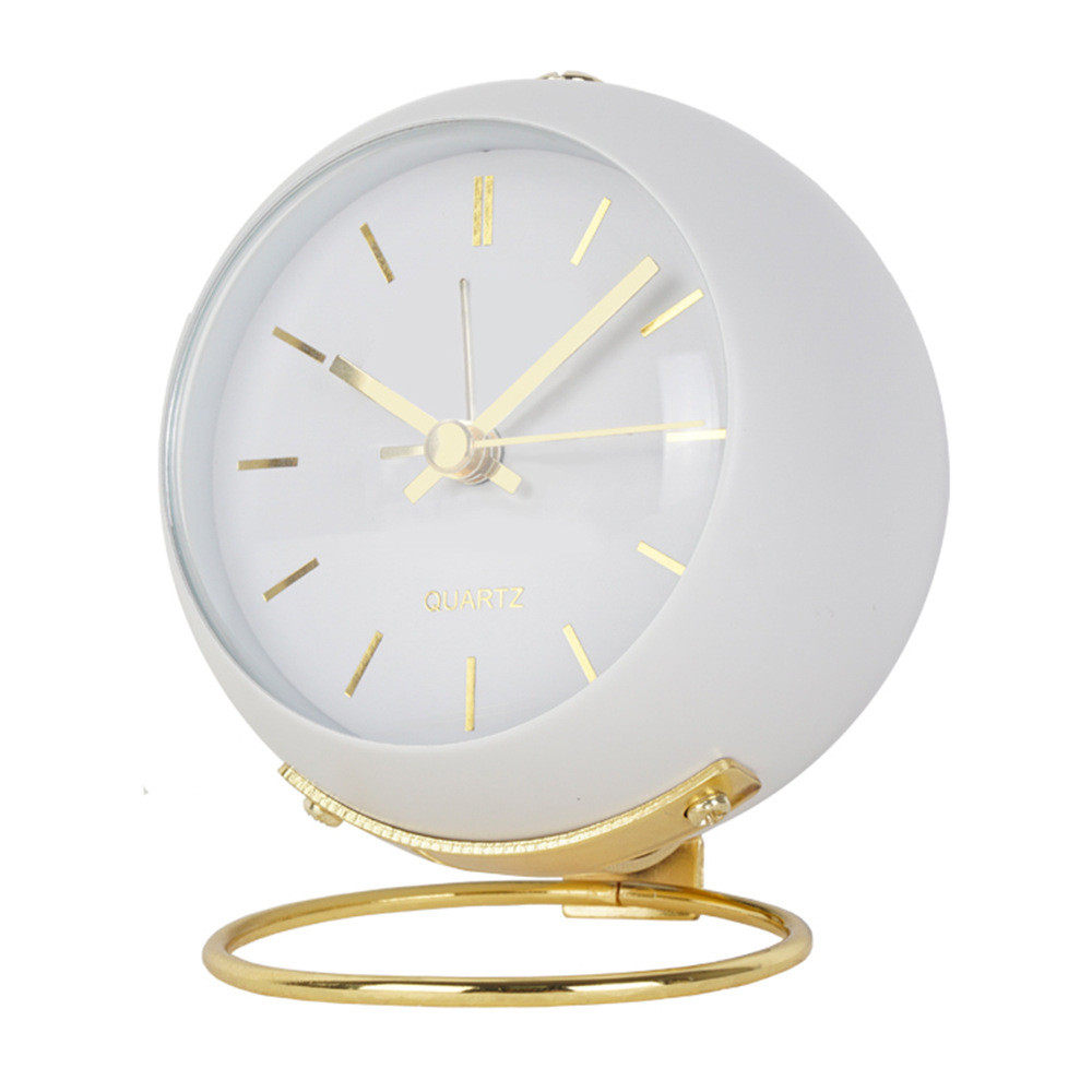 2o6x批发轻奢风复古小台钟闹钟表金属法式经典学生用床头书桌装饰