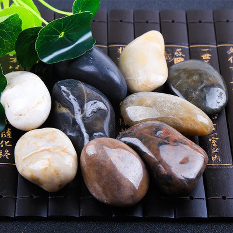 庭院雨花石抛光白色鹅卵石填充装饰阳台户外小五彩自然石头