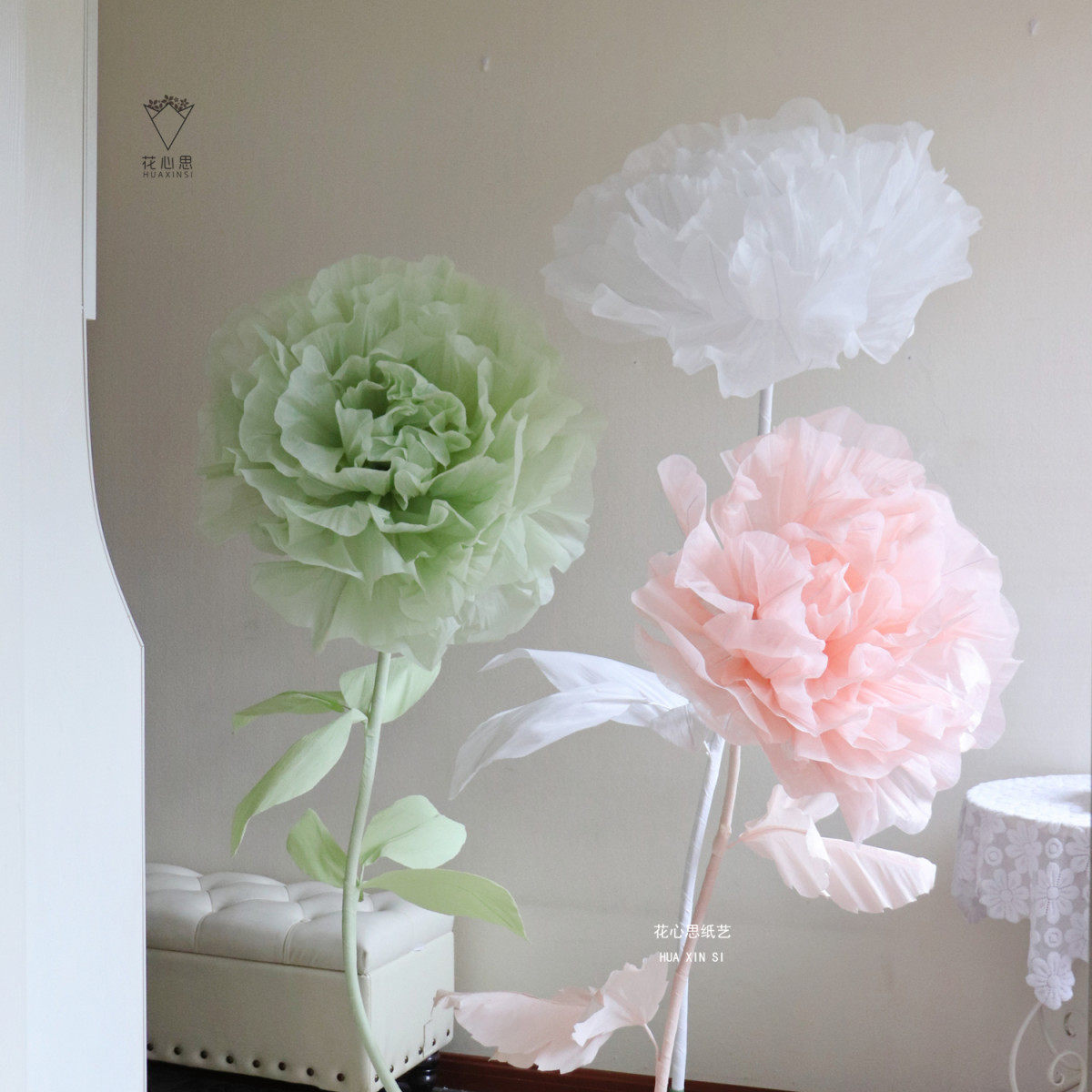 大型花牡丹花牛奶棉DIY材料包美陈商场婚礼皱纹纸艺手工套装大花,家居饰品,仿真花/假花,淘宝优惠券,粉丝福利购,淘宝优惠卷