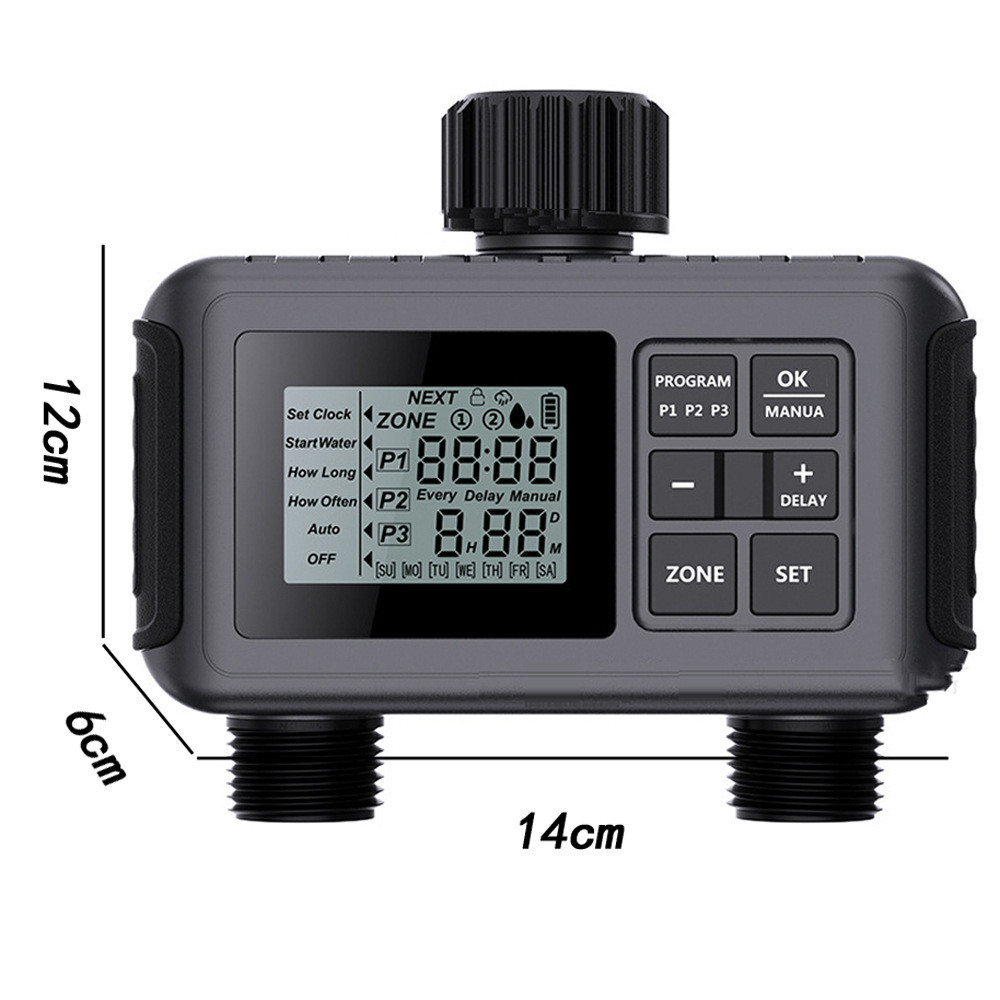 热销双出口大屏幕园林定时灌溉浇花器水器器多组程序智能浇自动浇