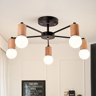 现代简约美式 吸顶灯 乡村卧室客厅阁楼吸顶灯实木led木艺北欧风格