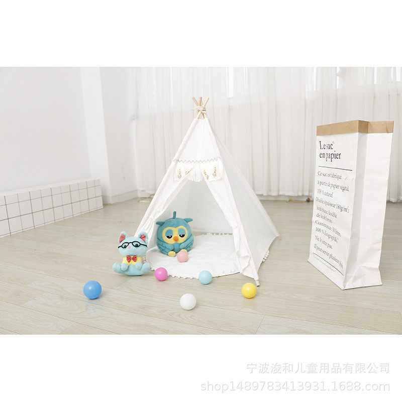 厂家直销宠物帐篷印第安白色流苏宠物窝帐篷宠物猫窝狗窝可定制