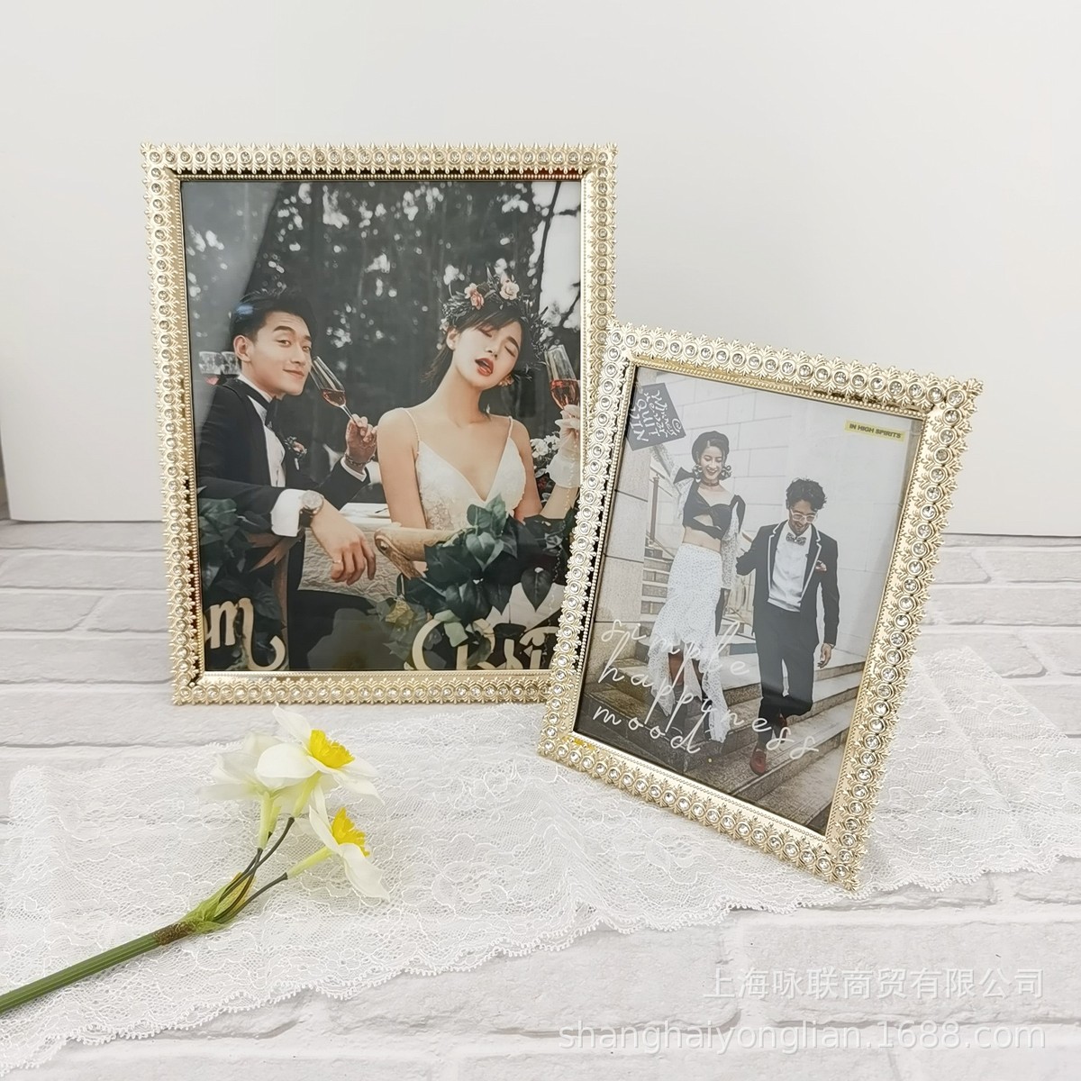 现货批发简约写真相框创意7寸10寸婚纱儿童锌合金礼品摆台包退换
