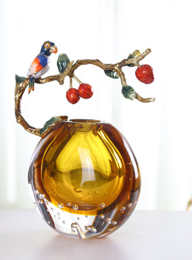 珐琅彩轻奢琉璃花瓶摆件客厅插花样板房玄关电视柜酒柜餐桌装饰品