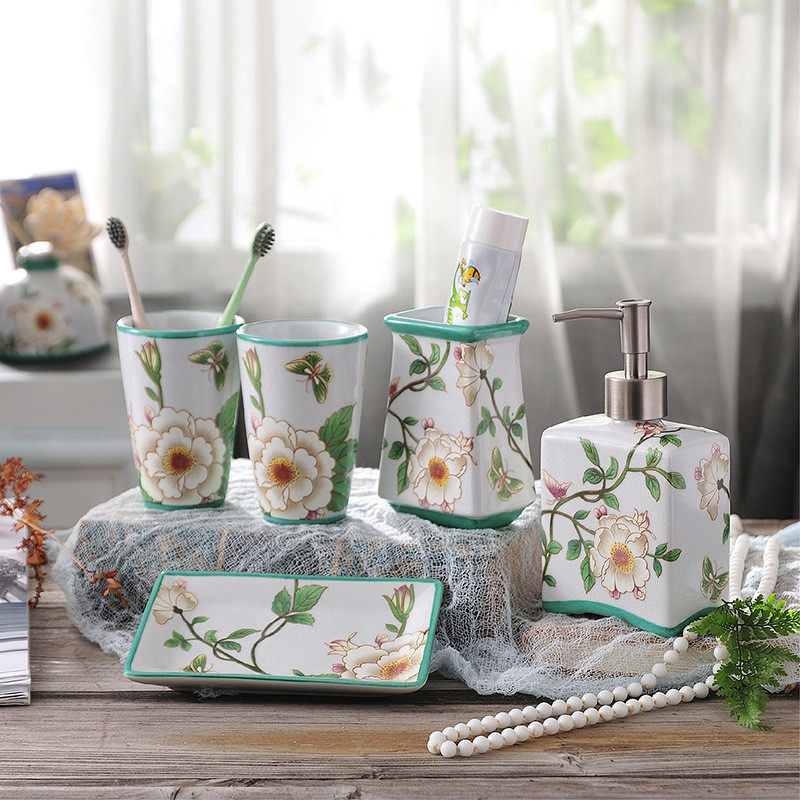 卫生间创意牙刷置物架漱口杯情侣牙杯牙具套装轻奢风浴室台面收纳