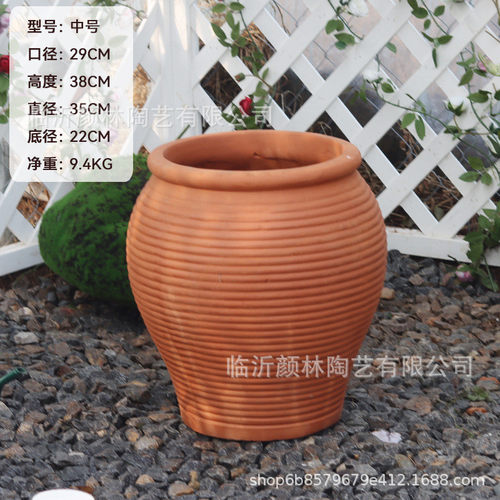 园艺景观花园装饰红陶花盆大罐子栽花陶罐陶罐陶器粗陶盆