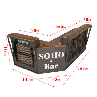 网红工业风酒吧吧台迪厅清吧复古奶茶店餐吧柜台桌转角收银台创意