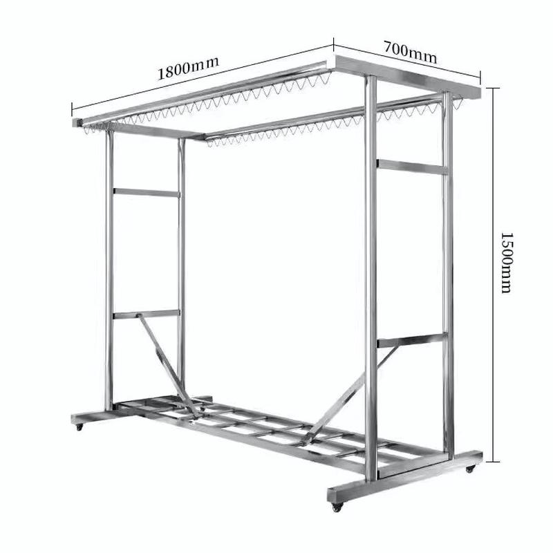 不锈钢可加厚加粗阳台户外晒被子晒衣服防风落地晾衣架移动带滑轮