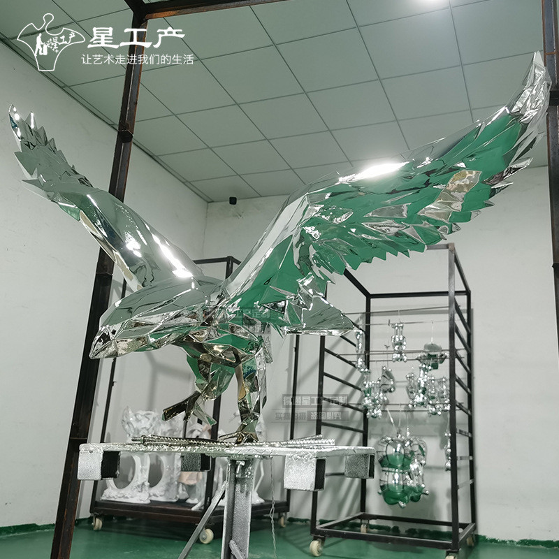 雄鹰展翅菱形动物大型室内酒店大堂售楼处玻璃钢树脂软装大鹏摆件