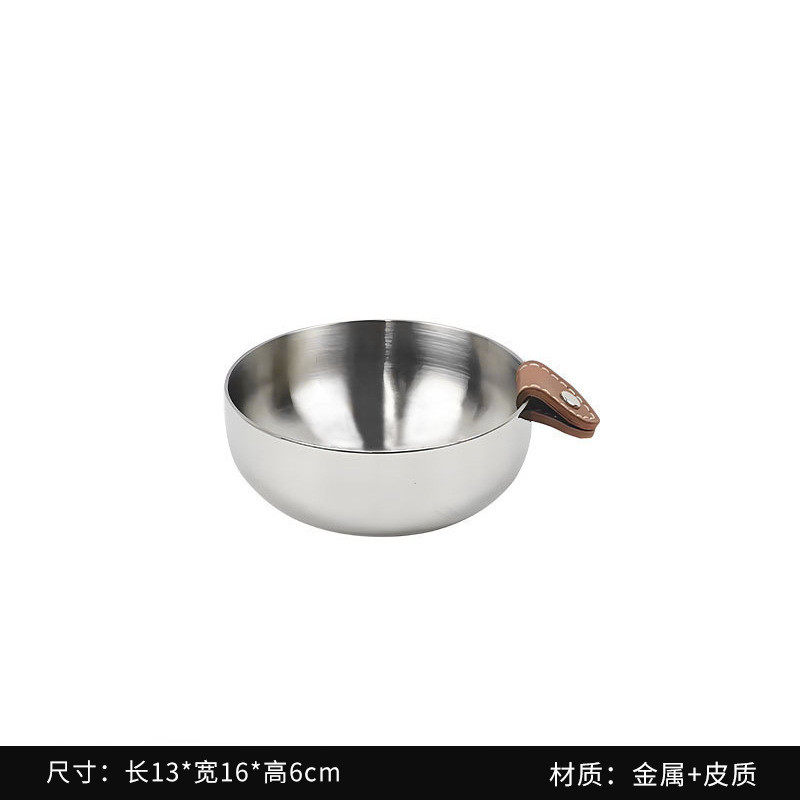 现代皮革银金属香槟红酒冰桶果盘组合轻奢托盘花器样板房桌面摆件