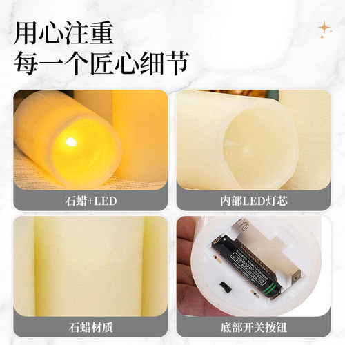 厂家直供波浪口蜡烛波浪口内凹石蜡蜡烛光身蜡烛石蜡led电子蜡烛