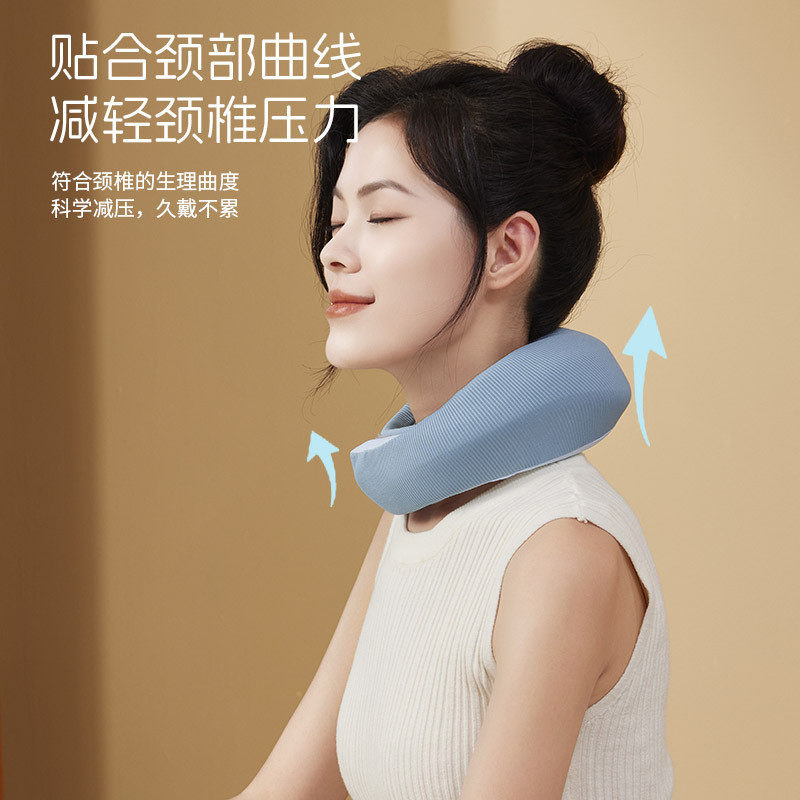 热销践程hu2颈部肩颈按摩智能便携车载恒温热敷旅行u型按摩枕批发