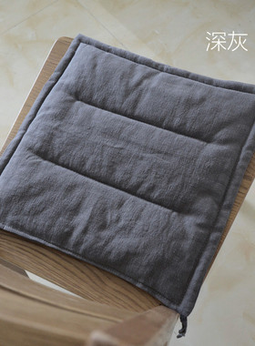 4ivo批发薄款简约纯色透气亚麻咖色黑色棉麻灰色办公室坐垫餐椅垫