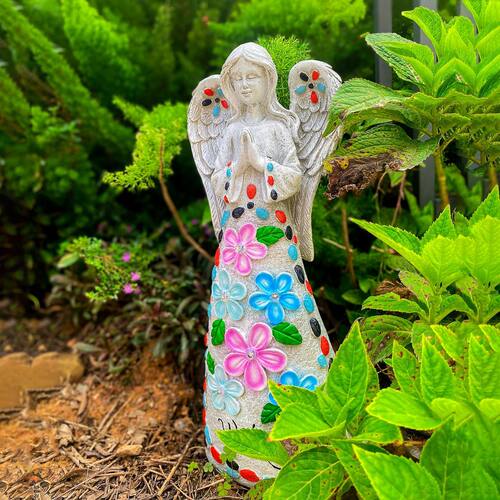 花园装饰摆件园林庭院工艺品花仙子户外太阳能天使雕像树脂灯
