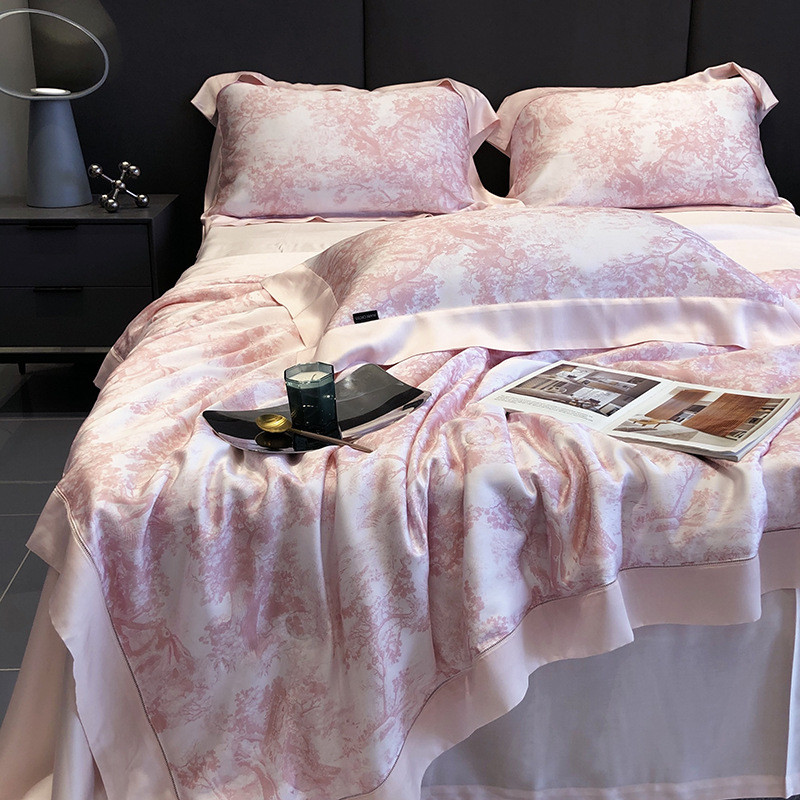 天丝镂空60支兰精高端夏凉被四件套空调被芯丝滑裸睡双人薄被子夏