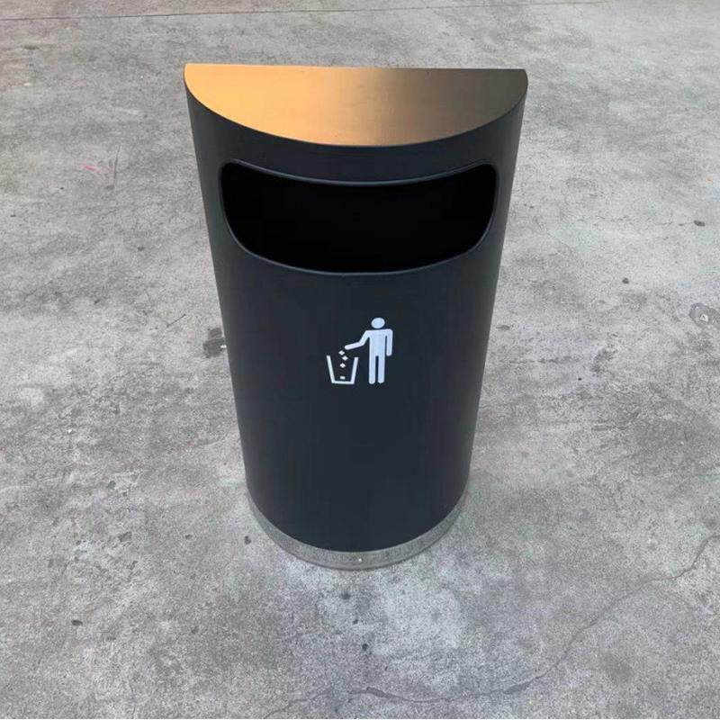 大容量半圆烟灰桶商场超市靠墙式墙贴垃圾桶过道电梯口立式灭烟桶