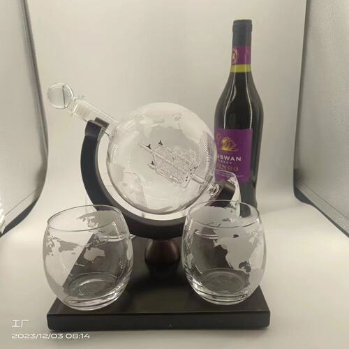 热销醒酒器艺高硼硅玻璃威士忌地球仪工带杯子家用套装奢华高档醒